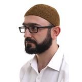 İhvan Online Hardal Kışlık Nokta Desenli Orlon Namaz Takkesi