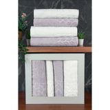 İhvan Online Hazal %100 Pamuklu Kutulu 4'lü Banyo Havlu Seti Hamam Takımı 50X90 - 90X150 Antrasit-Krem - 00081 - Renkli