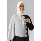 ihvan online İğne Oyalı Dantelli Güpürlü Şal Demor Mevlüt Örtüsü Namaz Örtüsü Krem (SNL)