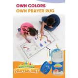 İhvan Online Ingilizce Boyamalı Yıkanabilir Eğitici Dini Oyuncak Çocuk Seccade Seti Mavi - 45 x 80 cm