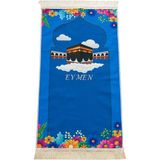 İhvan Online Isme Özel Nakış Işlemeli Kabe Temalı Çocuk Seccadesi Mavi - Lacivert - 40 x 80 cm