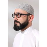 ihvan online Kabartma Desen Örgülü Platinum Namaz Takkesi Gri