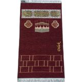 İhvan Online Kabe Motifli Şönil Nakış İşlemeli İsimli Seccade - Bordo