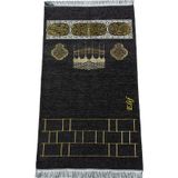 İhvan Online Kabe Motifli Şönil Nakış İşlemeli İsimli Seccade - Siyah