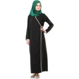 ihvan online Kadın Biyeli Kruvaze Yaka Pamuklu Viskon Yandan Bağlamalı Namaz Elbisesi Siyah