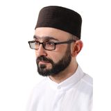 Ihvan Online Kahverengi Kapitone Desenli Kadife Kalıp Namaz Takkesi