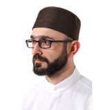 İhvan Online Kahverengi Petek Kareli Kadife Kalıp Namaz Takkesi Kahverengi 61