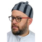ihvan online Keçe Yün Takke - Çizgili Gri Renk