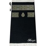 İhvan Online Kişiye Özel Isim Işlemeli Ultra Plus Kabe Örtüsü Seccade Siyah - 120 x 70 cm