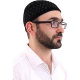 İhvan Online Kışlık Kadife Takke Hasır Desen - Siyah-Gri