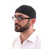 İhvan Online Kışlık Kadife Takke Katlamalı Düz Desen - Açık Siyah
