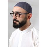 ihvan online Koyu Gri Safir Dantel Detaylı Örme Namaz Takkesi