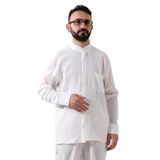 İhvan Online Krem Erkek Rahat Kesim Hakim Yaka Şile Bezi Hac ve Umre Gömlek Krem M