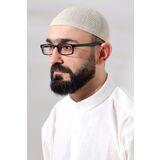 ihvan online Krem Safir Dantel Detaylı Örme Namaz Takkesi