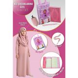İhvan Online Kuran Kursları İçin Çantalı Kız Çocuk Namaz Elbisesi, Kuranı Kerim, Tesbih İbadet Seti Pembe