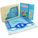 İhvan Online Kuran Öğreten Sesli Cihazlı Kitap Tesbihli Oğlumun Çocuk Seccade Seti - Mavi - 45 x 80 cm