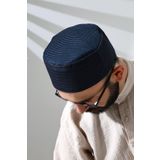 ihvan online Lacivert Fileli Kumaş Kalıp Namaz Takkesi
