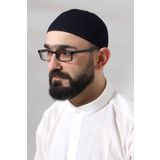 ihvan online Lacivert Safir Dantel Detaylı Örme Namaz Takkesi