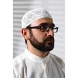 İhvan Online Makine Örgüsü Dantel Detaylı Namaz Takkesi Beyaz - Standart