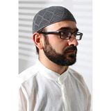 İhvan Online Makine Örgüsü Dantel Detaylı Namaz Takkesi Füme - Standart