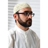 İhvan Online Makine Örgüsü Dantel Detaylı Namaz Takkesi Krem