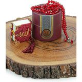 İhvan Online Mevlüt Için Mini Silindir Kutulu Tesbihli Hediyelik Kuranı Kerim Seti Bordo - 1 Yaş - 7.5 x 7.5 x 7 cm