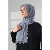 ihvan online Mevlüt Örtüsü Demor Dantelli İğne Oyalı Çeyizlik Namaz Başörtüsü Gri