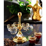 İhvan Online Mirra Cam Zemzem Takımı 7 Parça Fincan Servis Takımı - Altın Renk - 14-038-K-18 - 400 ml