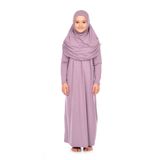 ihvan online Pratik Başörtülü Tek Parça Kız Çocuk Namaz Elbisesi 9-11 Yaş Gül Kurusu