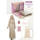 İhvan Online Pratik Başörtülü Tek Parça Namaz Elbisesi ve Seccade Seti Pembe - 40 - 42