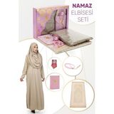 İhvan Online Pratik Başörtülü Tek Parça Namaz Elbisesi ve Seccade Seti Pembe Pembe 48-50