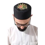 İhvan Online Siyah Kapitone Osmanlı Arma Nakışlı Kalıp Namaz Takkesi Siyah 58