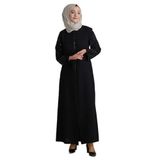 İhvan Online Siyah Kolları Kristal Taşlı Fermuarlı Tesettür Ferace Siyah 54