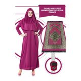 İhvan Online Tek Parça Namaz Elbisesi - Fuşya- 5015 ve Seccade ve Zikirmatik - Üçlü Takım Fuşya 46-52