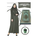 İhvan Online Tek Parça Namaz Elbisesi - Haki - 5015 & Seccade & Zikirmatik - Üçlü Takım Haki 36-44
