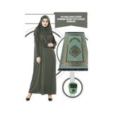 ihvan online Tek Parça Namaz Elbisesi - Haki - 5015 & Seccade & Zikirmatik - Üçlü Takım