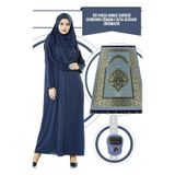 İhvan Online Tek Parça Namaz Elbisesi - Lacivert - 5015 ve Seccade ve Zikirmatik - Üçlü Takım Lacivert Standart
