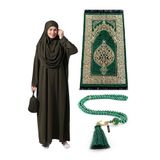ihvan online Tek Parça Namaz Elbisesi - Seccade - Tesbih - İbadet Seti - 5015 (Haki, 36-44)