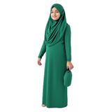 İhvan Online Tek Parça Pratik Başörtülü Çocuk Namaz Elbisesi Yeşil Yeşil 8-9 Yaş