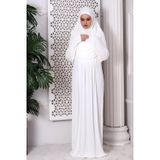 ihvan online Tek Parça Pratik Başörtülü Robalı Namaz Elbisesi - 8015 (Kırık Beyaz)