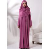ihvan online Tek Parça Pratik Başörtülü Robalı Namaz Elbisesi - 8015 (Pembe)