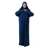 ihvan online Tek Parça Pratik Başörtülü Robalı Namaz Elbisesi - 8015 (Petrol)