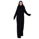 ihvan online Tek Parça Pratik Başörtülü Robalı Namaz Elbisesi - 8015 (Siyah)