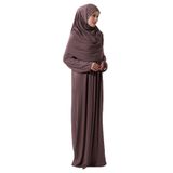 İhvan Online Tek Parça Pratik Başörtülü Robalı Namaz Elbisesi 8015 Sütlü Kahve Sütlü Kahve Standart