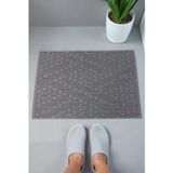 İhvan Online Tuğla Desenli 2li Ayak Havlusu - 50X70 cm - Su Emici Banyo Paspası Seti - Koyu Gri - 00104