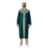 İhvan Online Yeşil Hakim Yaka Erkek Namaz Elbisesi Şerit Nakış İşlemeli İmam Cübbesi Yeşil 3