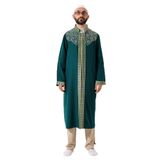 İhvan Online Yeşil Hakim Yaka Erkek Namaz Elbisesi Şerit Nakış İşlemeli İmam Cübbesi Yeşil 4