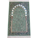 İhvan Online Yeşil Ravza Çiçek Motifli Mihraplı Şönil Seccade - 115 x 68 cm