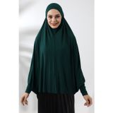 İhvan Online Zümrüt Yeşili Hazır Pratik Sultanbaş Tesettür Kollu Penye Sufle Eşarp Hijab