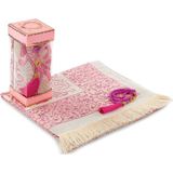 İhvan Seccadeli İnci Tesbihli Pencereli Kutulu Set Pembe Renk
